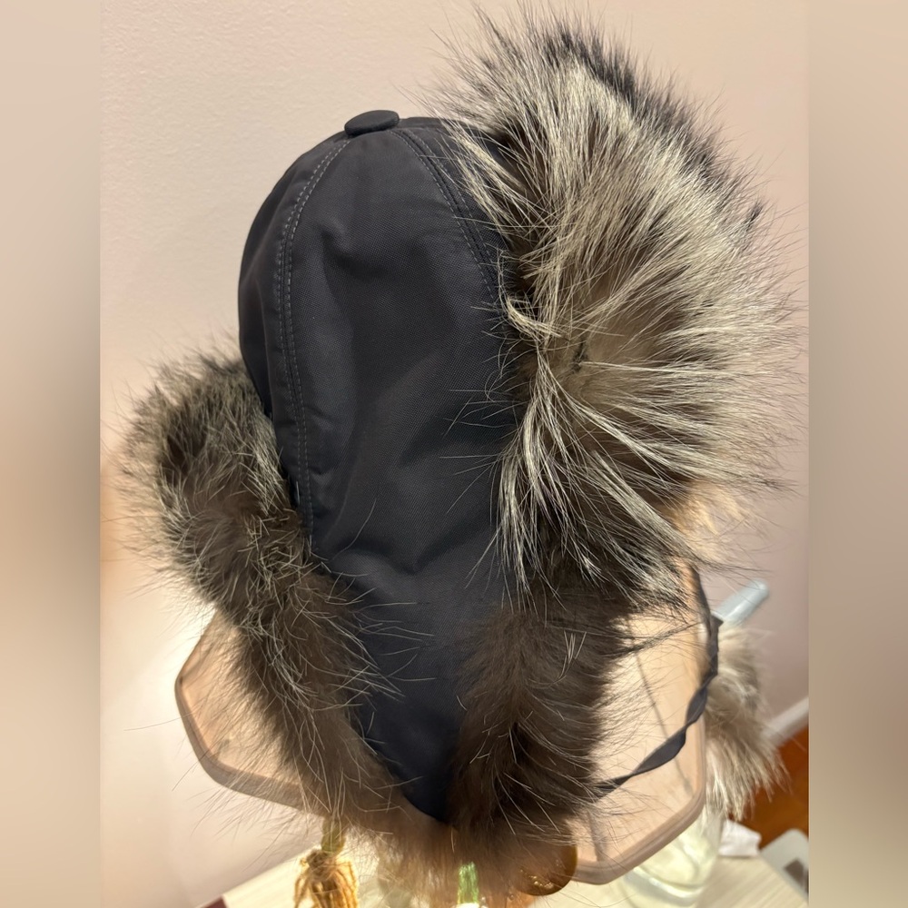 Black Faux Fur Trimmed Winter Hat